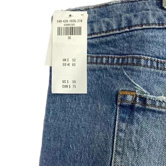 Abercrombie & Fitch Women 22 36 High Rise The Mom Cutoff Shorts Blue Raw Hem NEW - Picture 4 of 10
